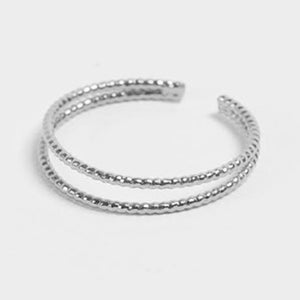 FJ0146 925 Sterling Silver Layered Beaded Ring
