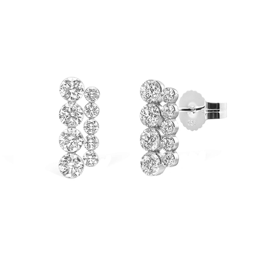 FE1545 925 Sterling Silver Zirconia Double Bar Stud Earring