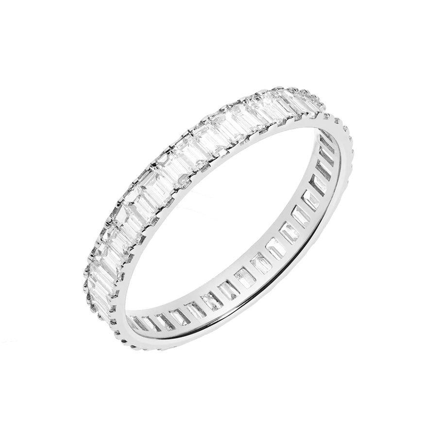 FJ0453 925 Sterling Silver Bold Diamond Baguette Ring