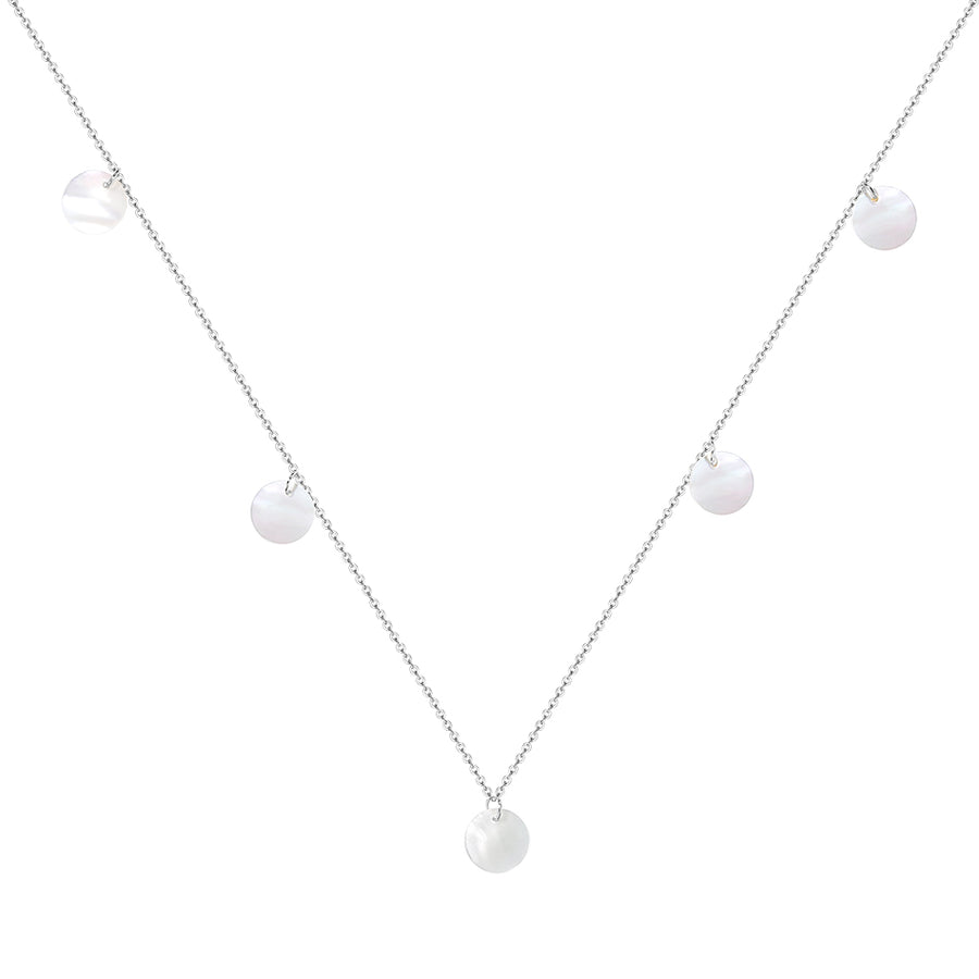 FX0861 925 Sterling Silver Mother Of  Pearl Disc Women Necklace