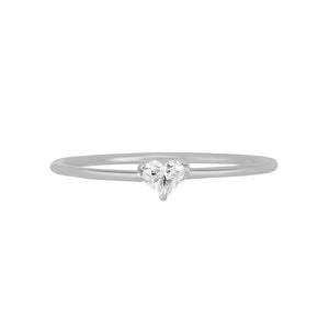 FJ0683 925 Sterling Silver Single Heart Zircon Ring
