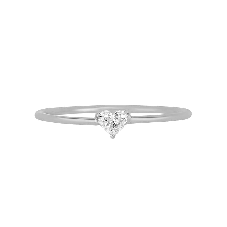 FJ0683 925 Sterling Silver Single Heart Zircon Ring