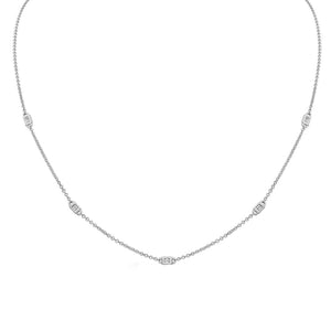 FX0442 925 Sterling Silver Bezel Baguette Zircon Necklace