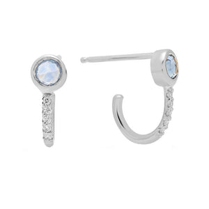 FE1447 925 Sterling Silver Sapphires & CZ Hoops