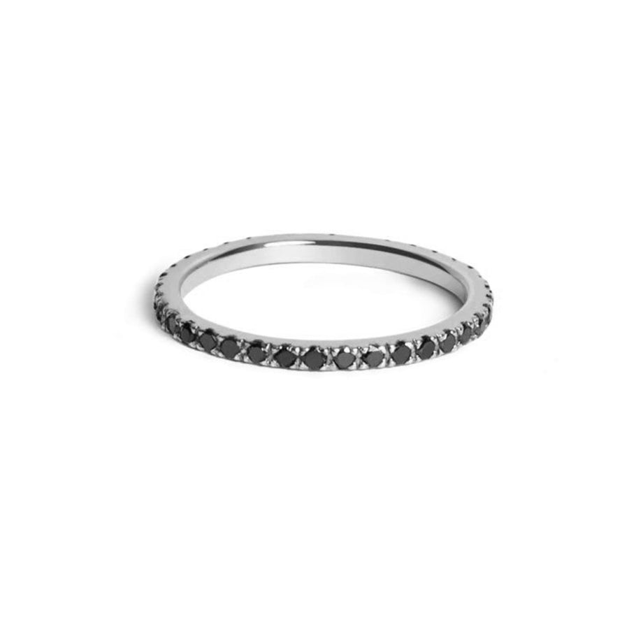 FJ0341 925 Sterling Silver Black Zircon Pave Ring