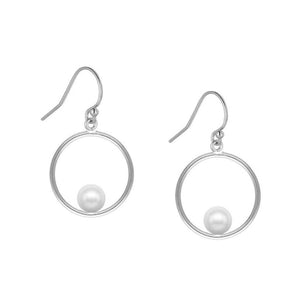 FE0968 925 Sterling Silver Pearl Halo Drop Earrings