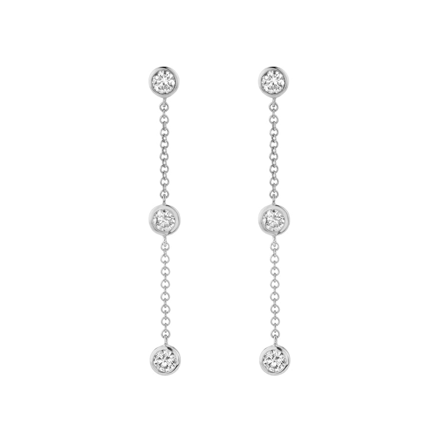 FE1021 925 Sterling Silver Diamond Chain Drop Earrings