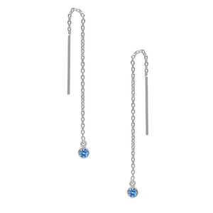 FE1034 925 Sterling Silver Sapphire Threader Earrings