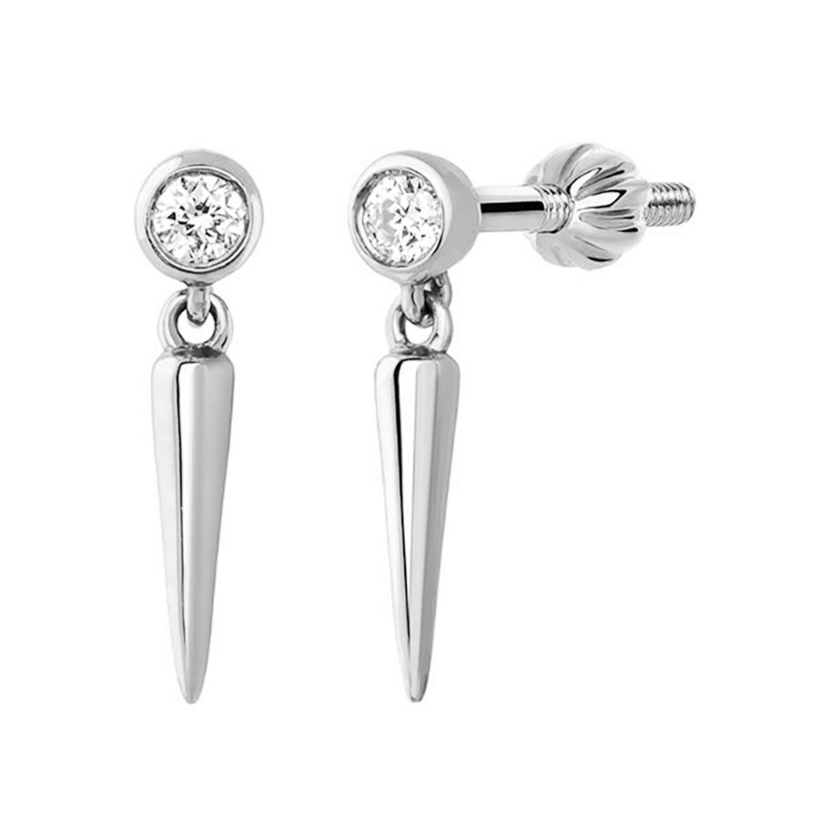 FE0309 925 Sterling Silver Crystal Spike Drop Earrings