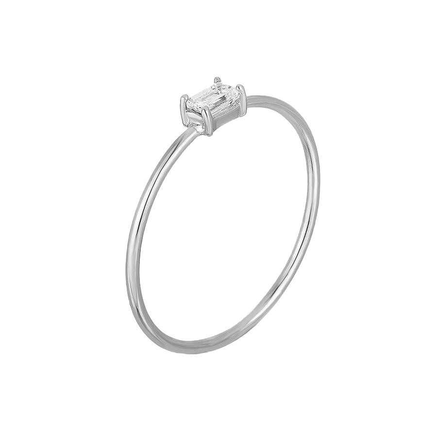 FJ0684 925 Sterling Silver Single Square Zircon Ring